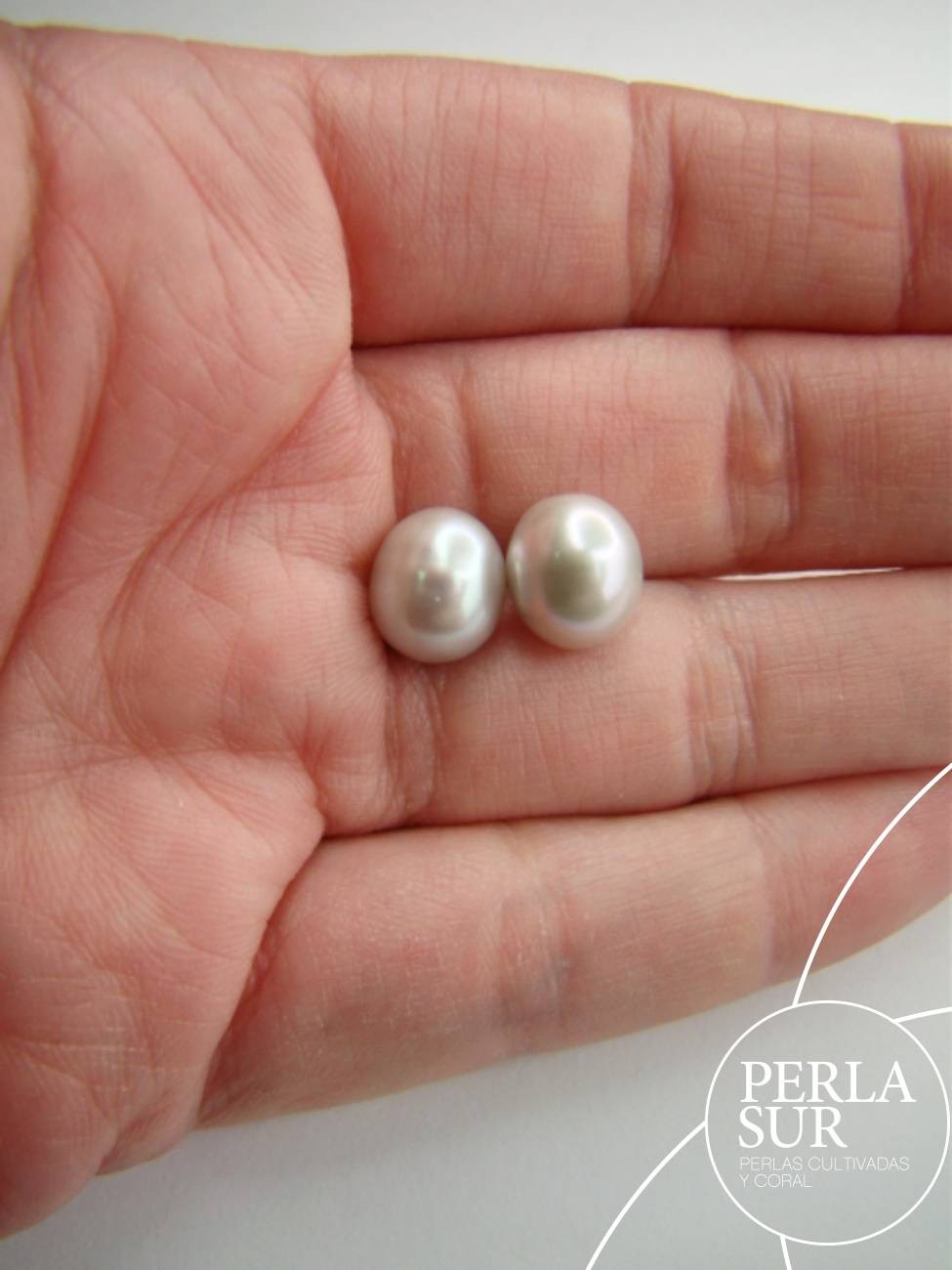 Pareja Perla 8x9mm Gris 1/2t Oval