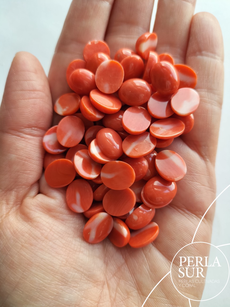 Cabujón 9x11mm Oval Coral Japonés