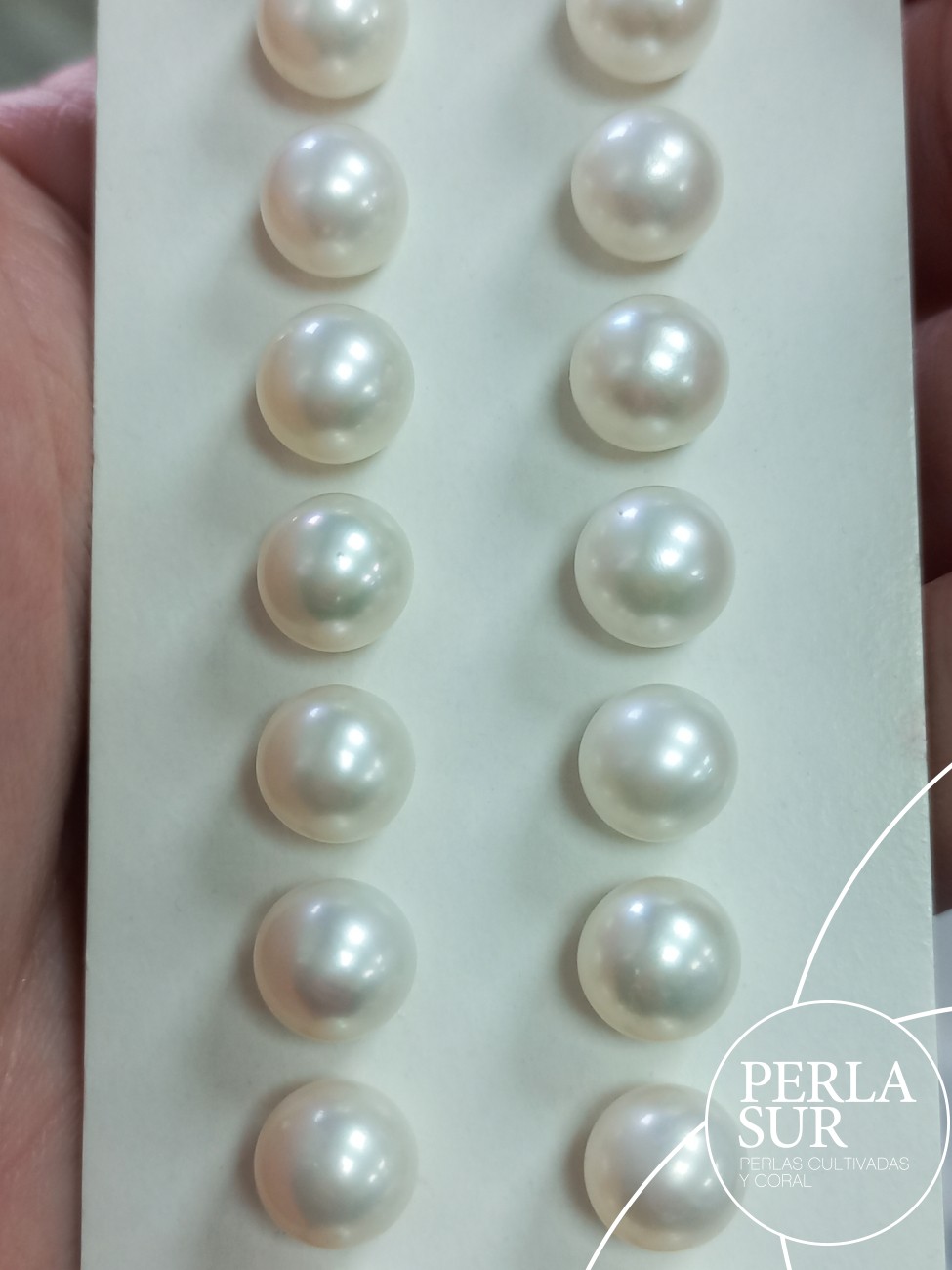Pareja perla esférica 1/2t 7'5-8mm B Blanca
