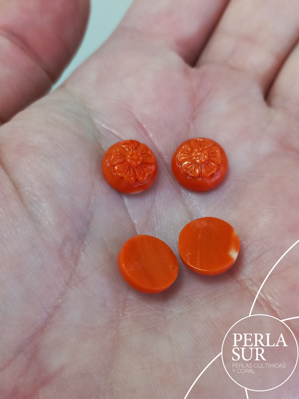 Pareja Cab. 10mm Redondo Flor Coral Japonés