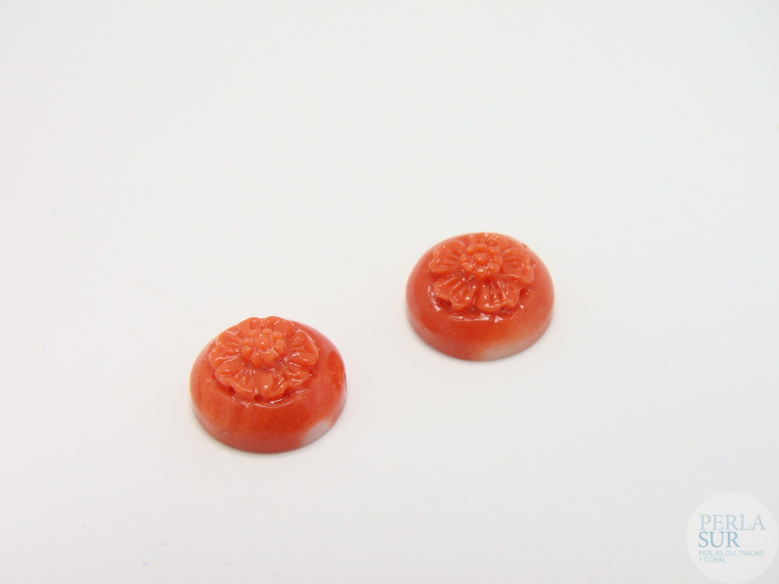 Cabuchón Red. 10mm Flor Coral Japonés