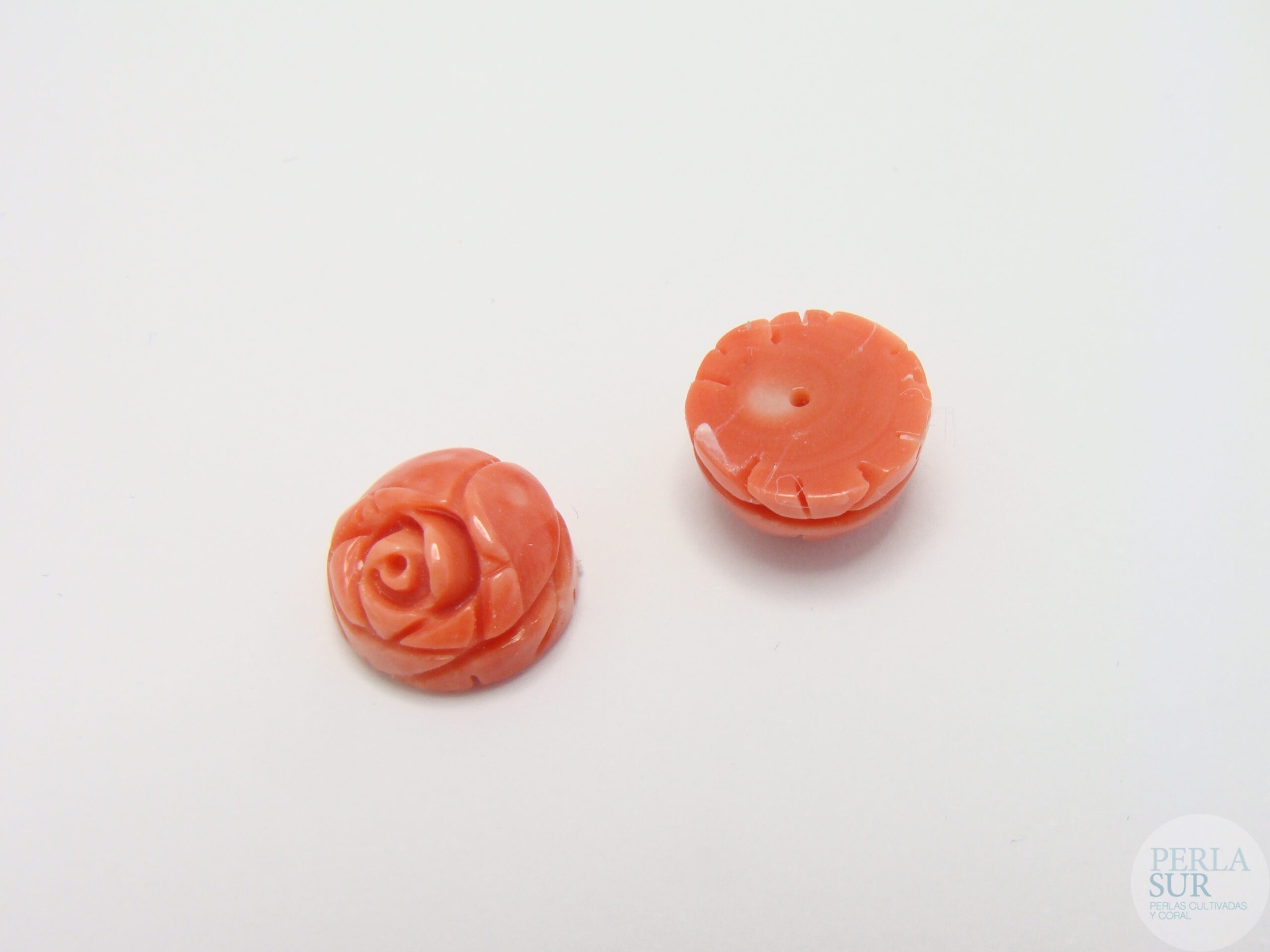 Pareja Rosa 10mm Plana Redonda Coral Japonés - Imagen 4