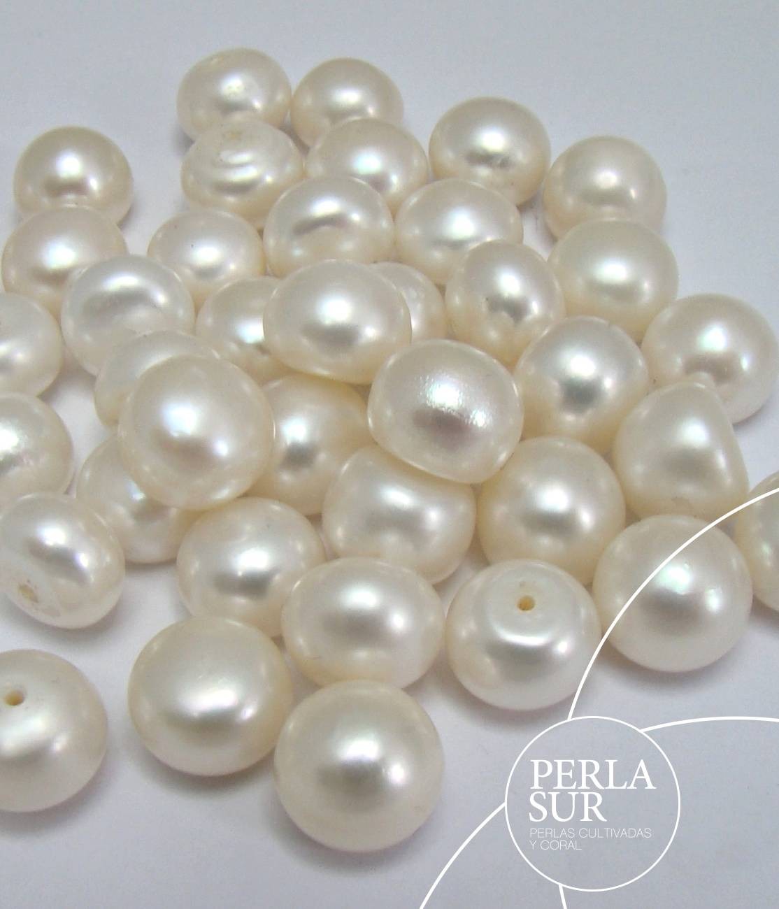Perla suelta 9mm Botón 1/2t blanca