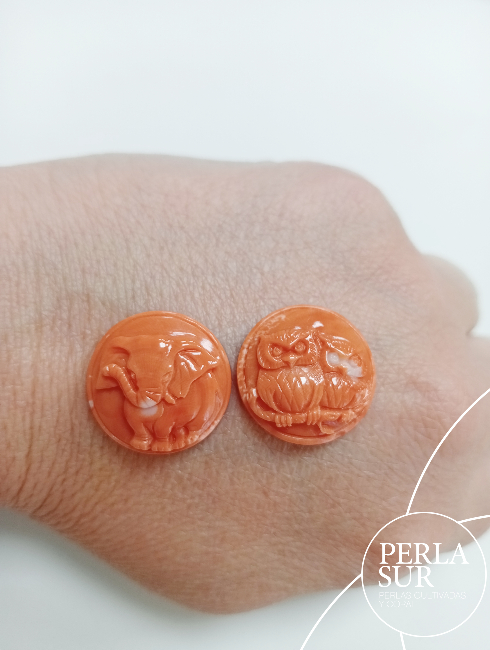 Cabujón Elefante 18mm Coral Japonés - Imagen 4