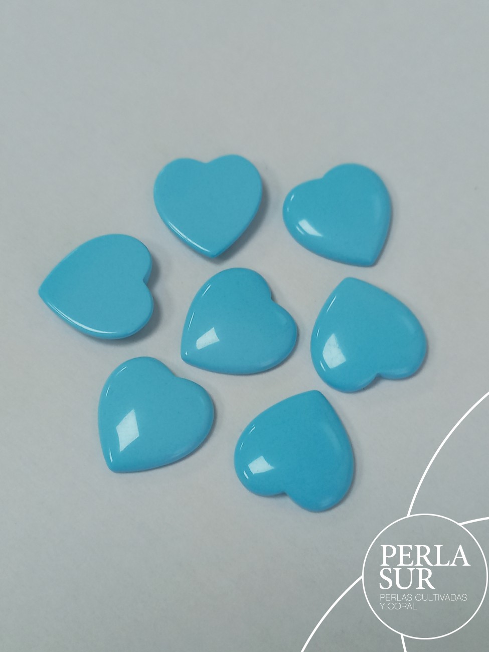 Corazones 15mm turquesa reconstituída