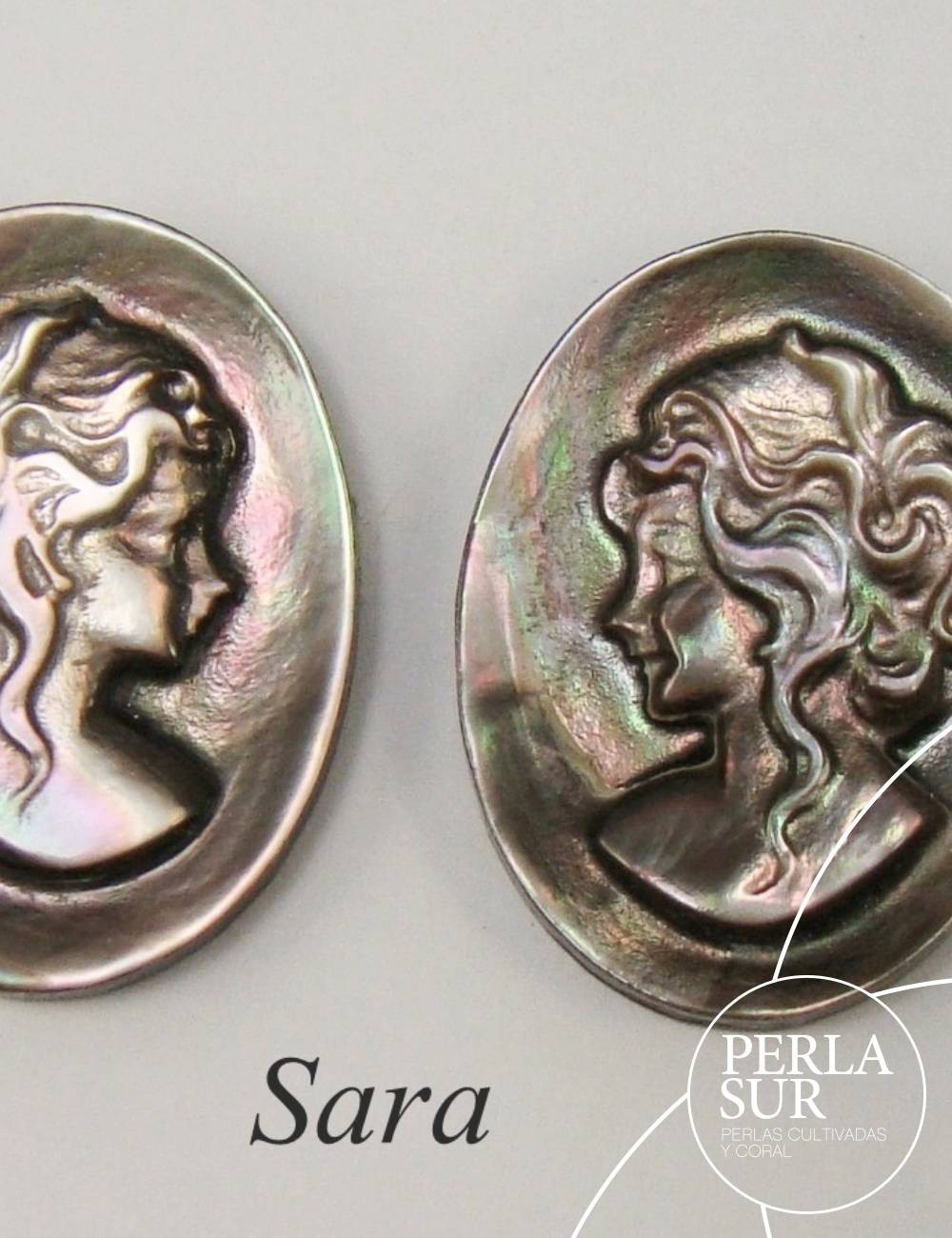 Par Sara 15x20mm Camafeo Nácar Tahití