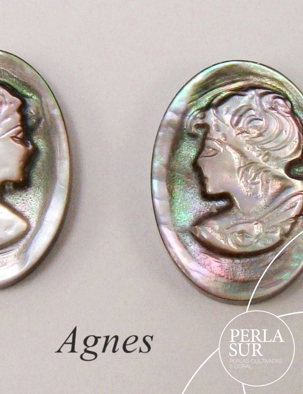 Par Agnes 12x16mm Camafeo Nácar Tahití