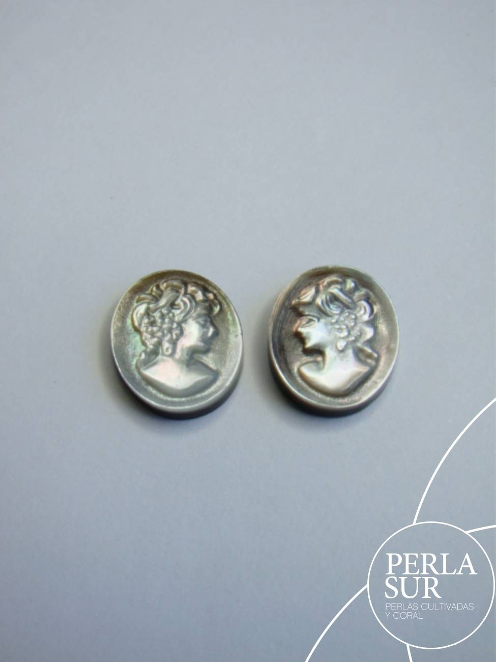 Par Sara 10x12mm Camafeo Nácar Tahití