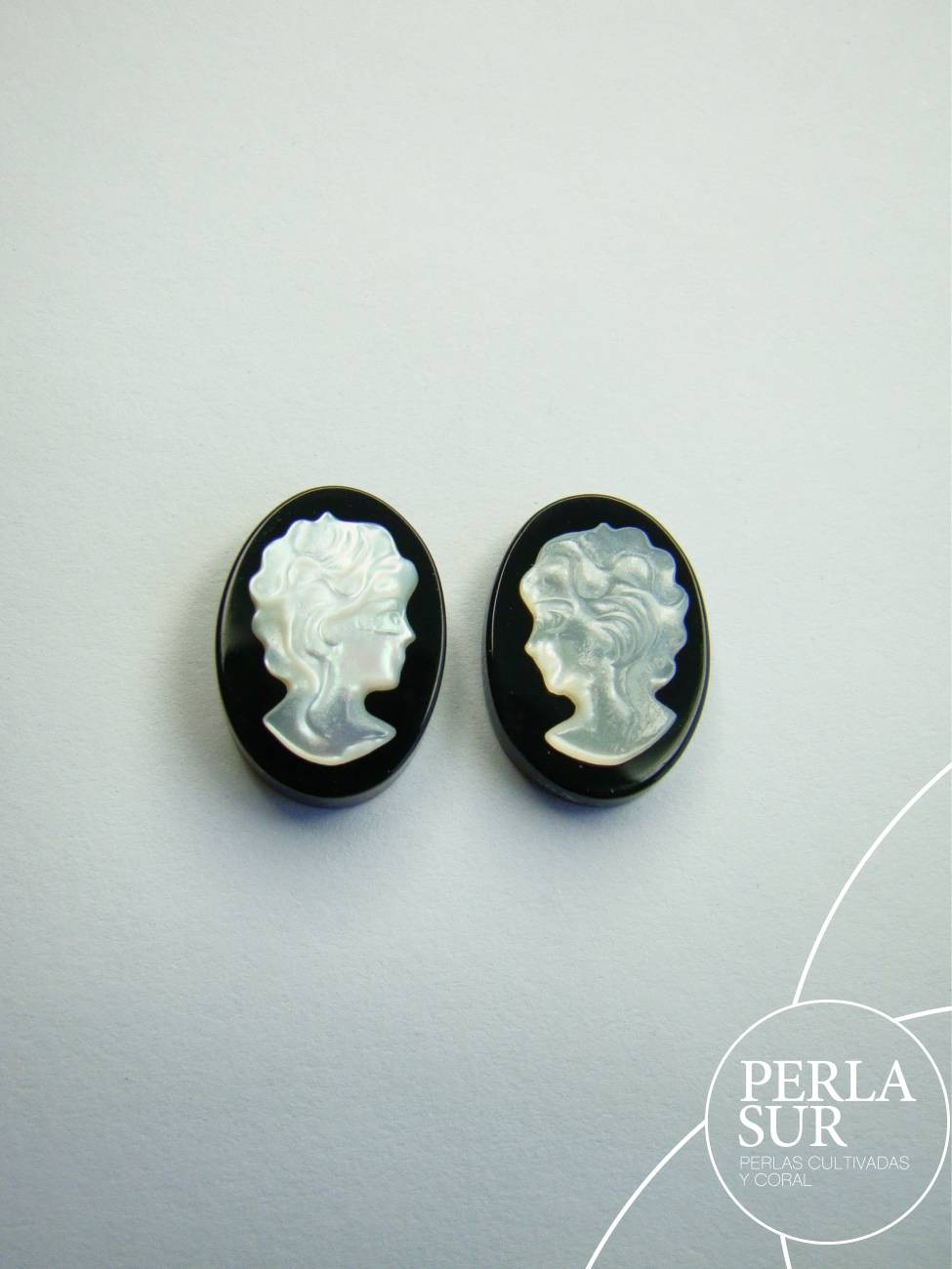 Par 10x14mm Sara Camafeo Nácar Australiana + Ónix