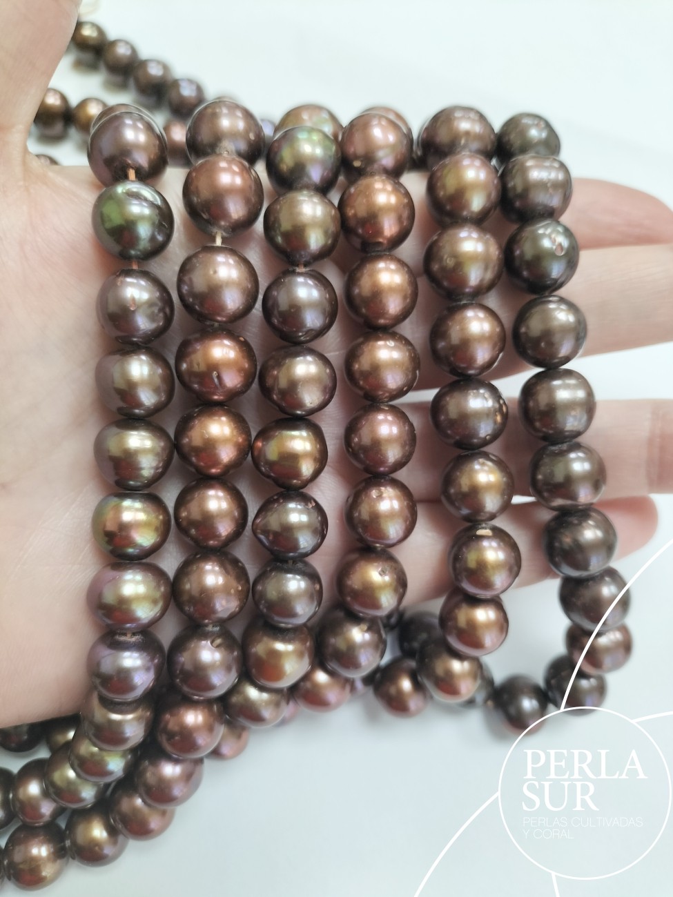 Hilo perla redonda 11-12mm chocolate