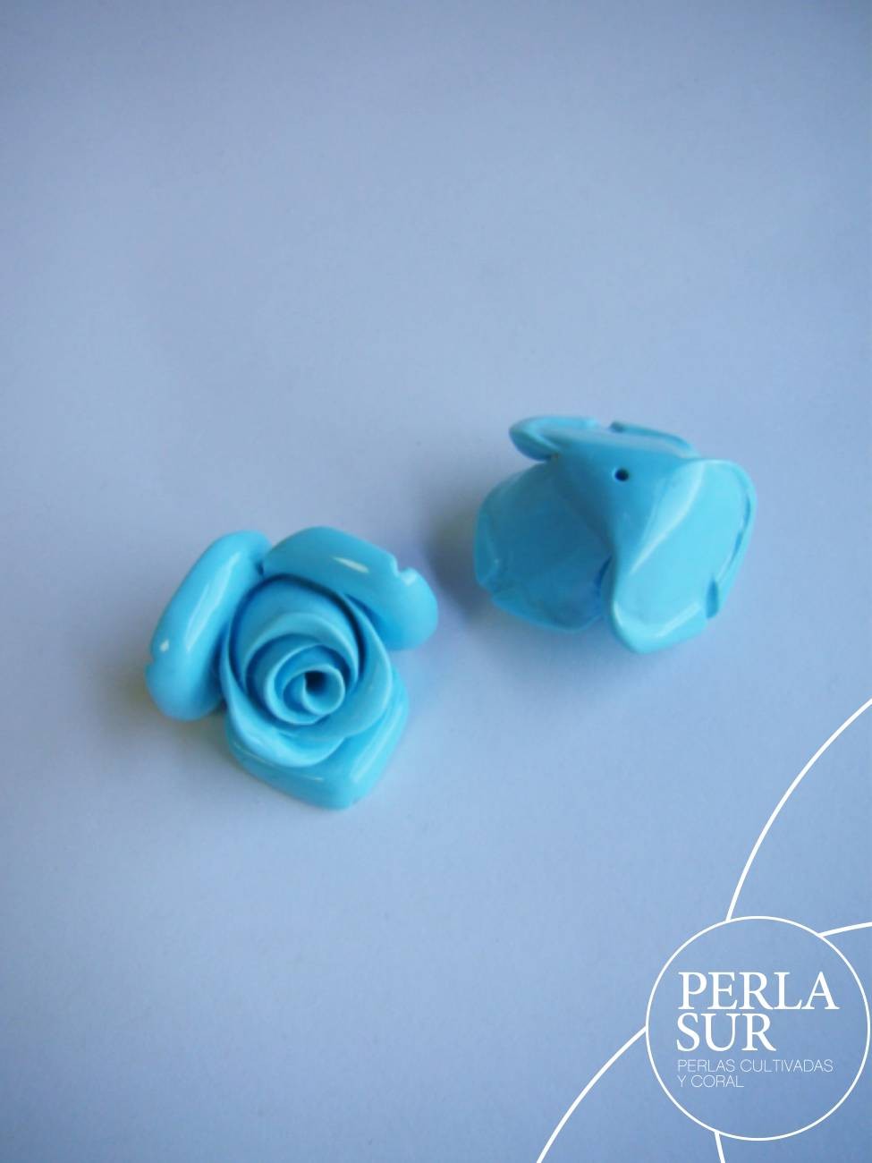 Pareja Rosas 27mm Turquesa Rec.