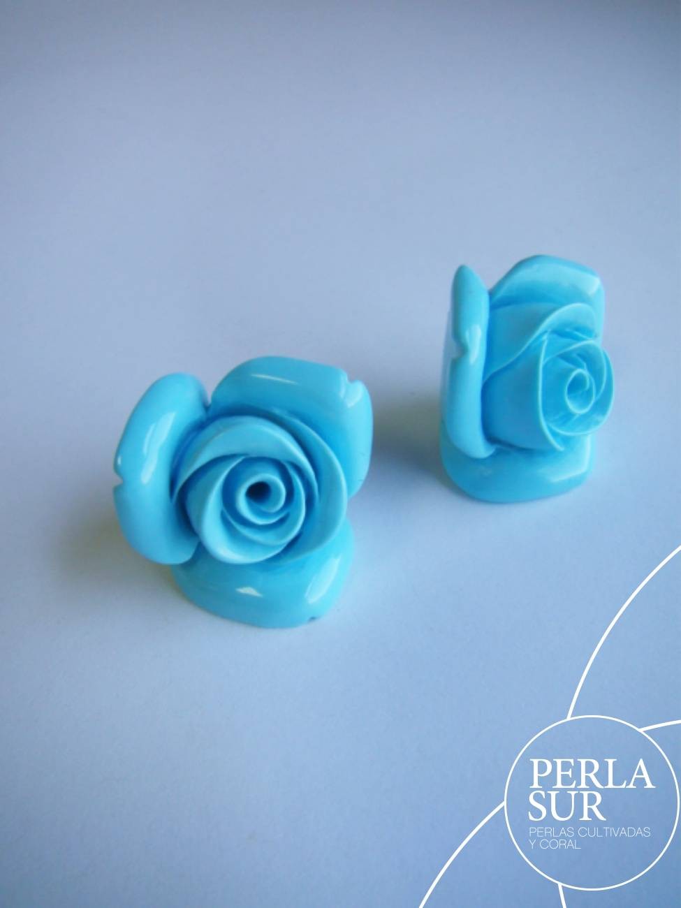 Pareja Rosas 27mm Turquesa Rec.