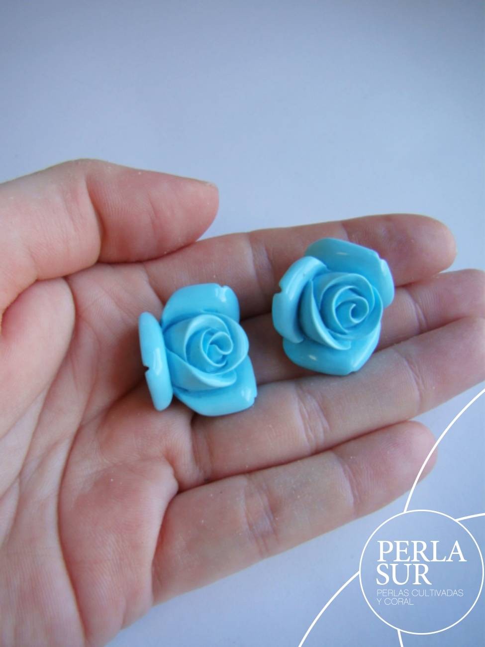 Pareja Rosas 27mm Turquesa Rec.