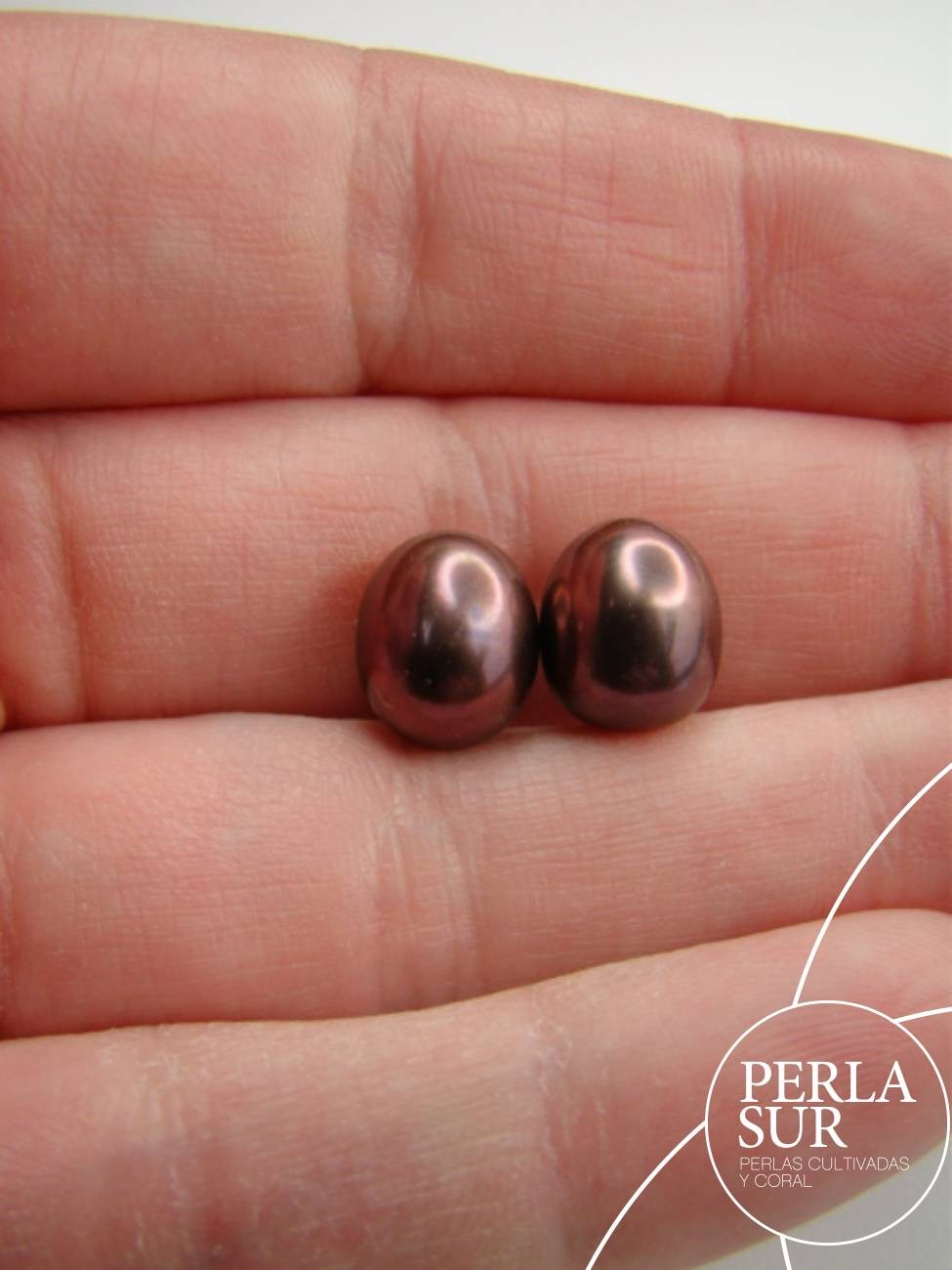 Pareja Perla 8-8'5mm Berenjena 1/2t Oval Peacock