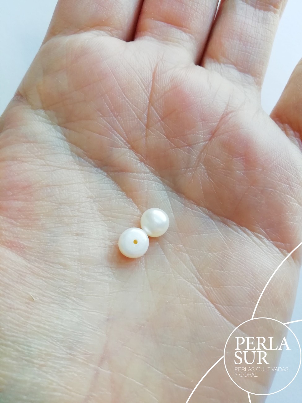 Pareja perla botón 1/2t 6'5-7mm blanca