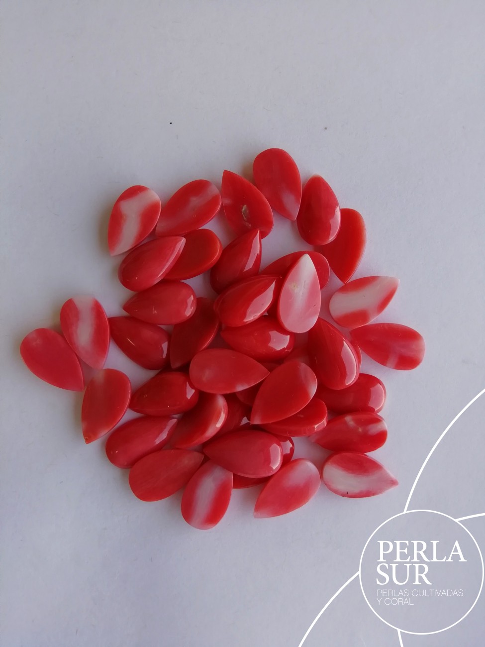Cabujón 7x12mm lágrima coral japonés
