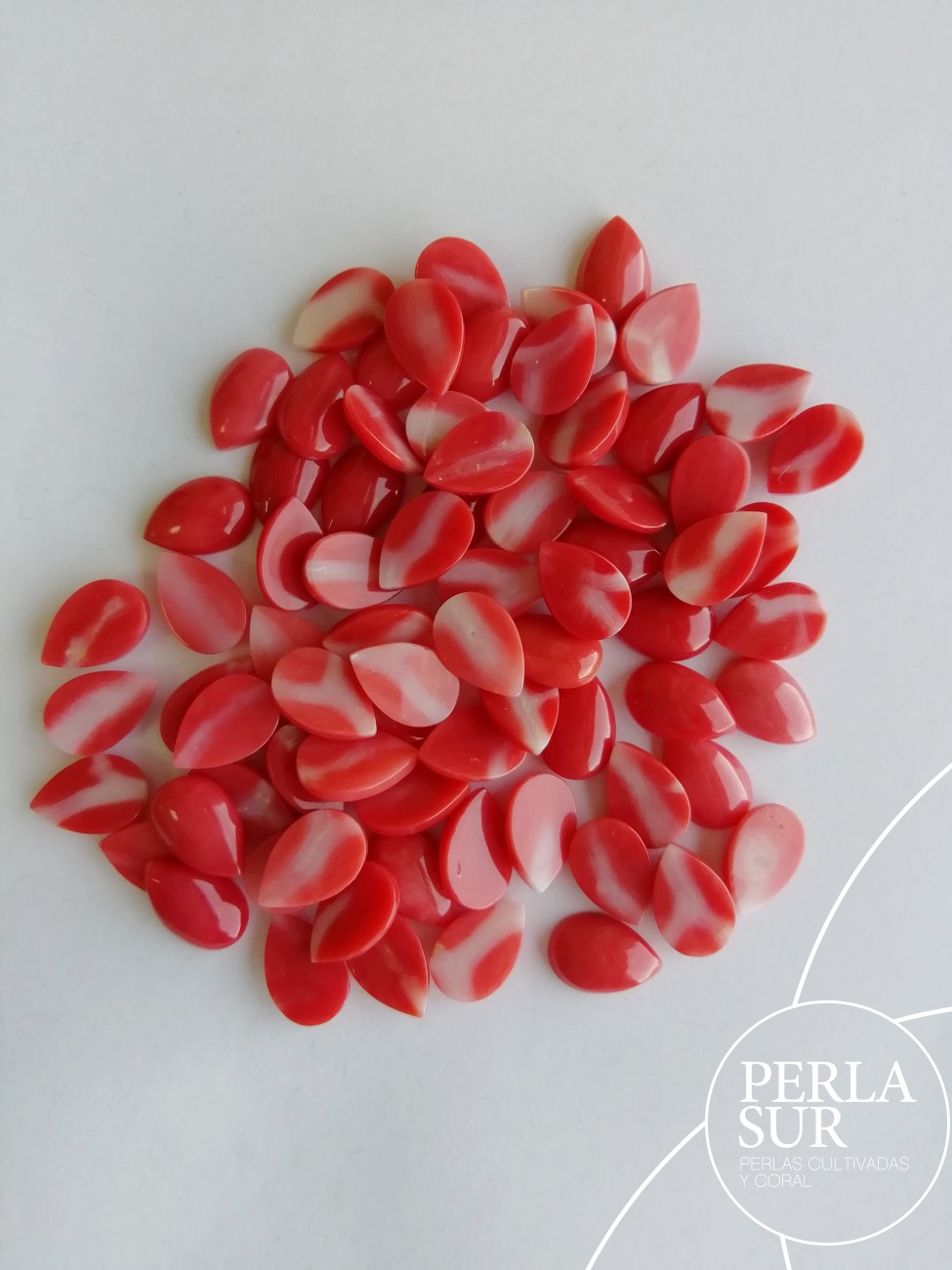 Cabujón 6x9mm lágrima coral japonés