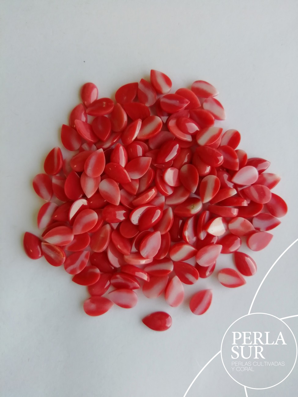 Cabujón 5x8mm lágrima coral japonés