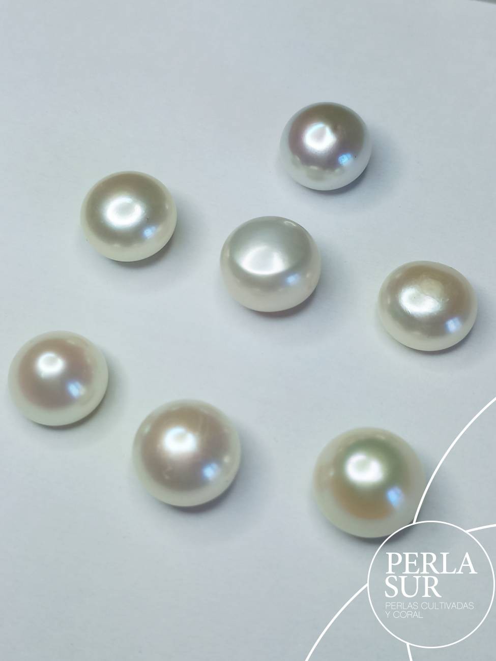 Perla suelta 14-15mm Botón blanca