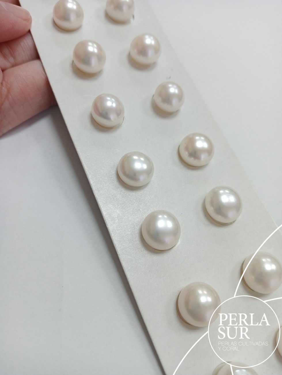 Pareja perla 11mm botón 1/2t blanca