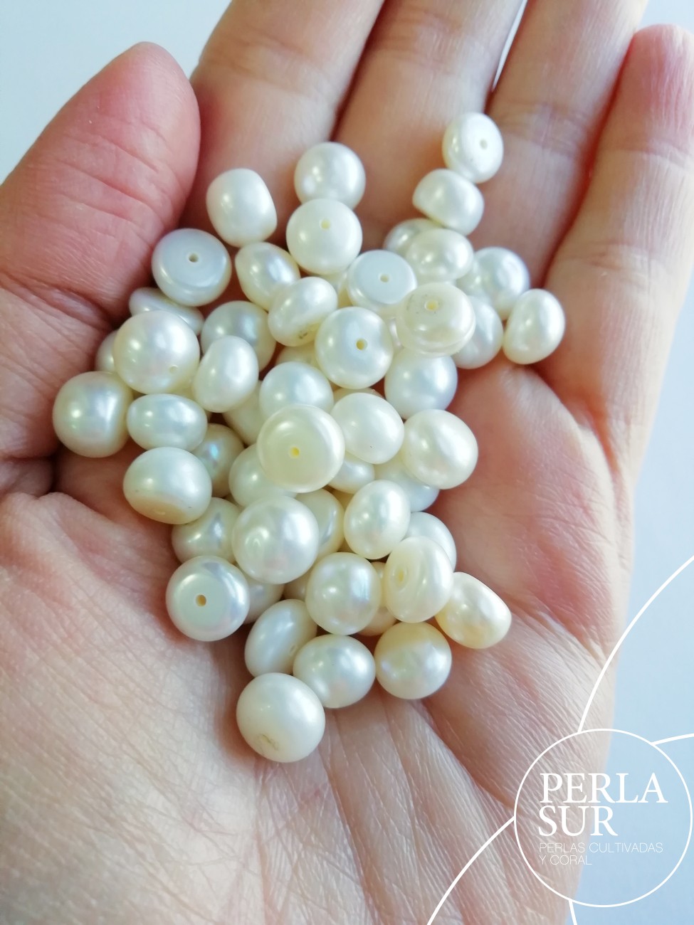 Perla suelta 7'5-8mm botón 1/2t blanca