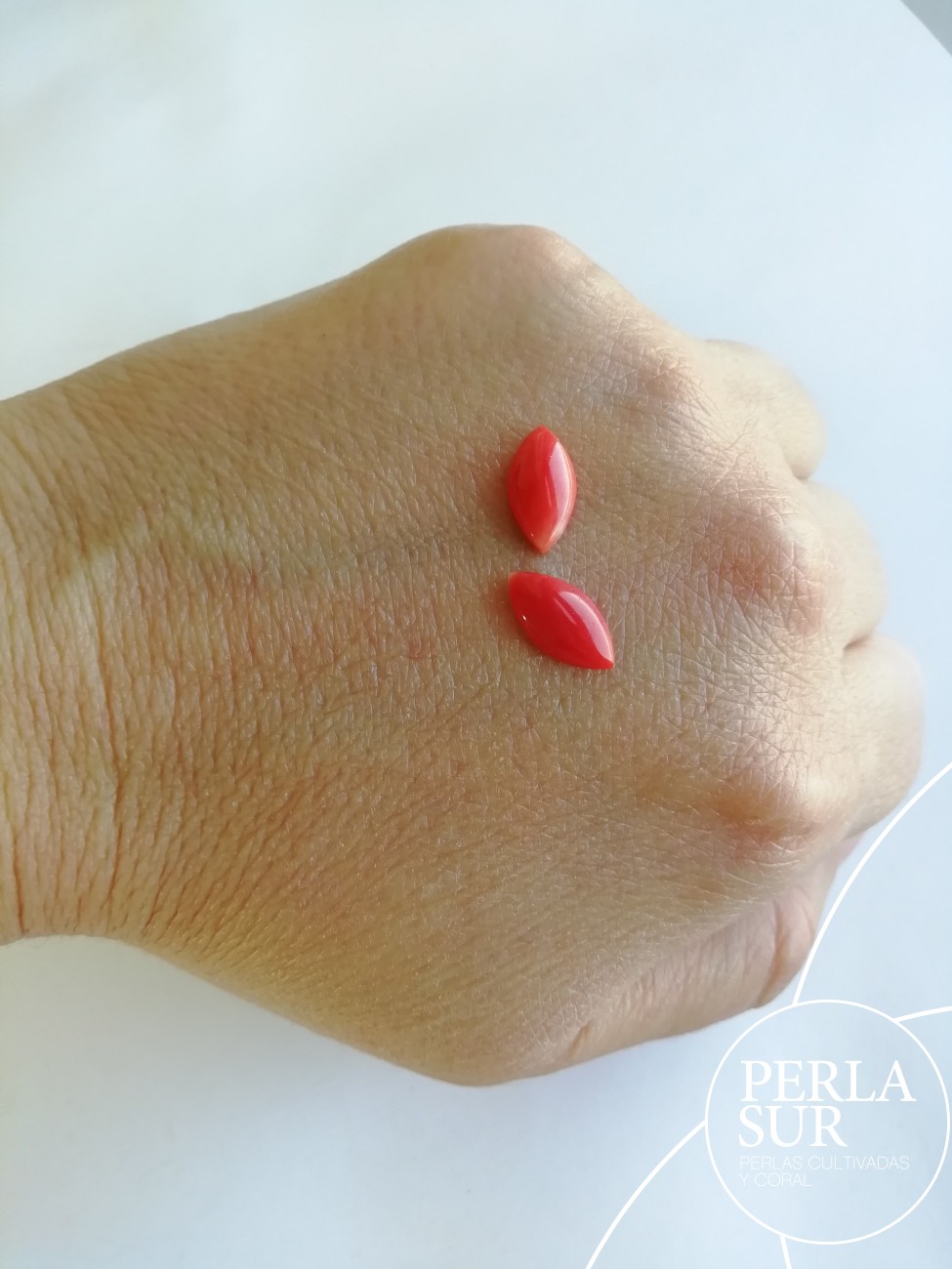 Cabujón 6x12mm Marquise Coral japonés