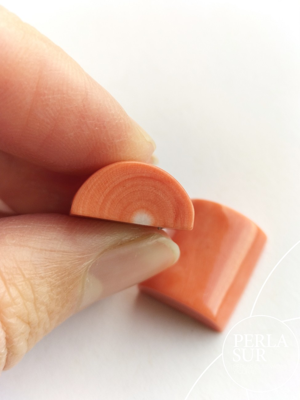 Cabujones 1/2 cilindro 14x15mm coral japonés