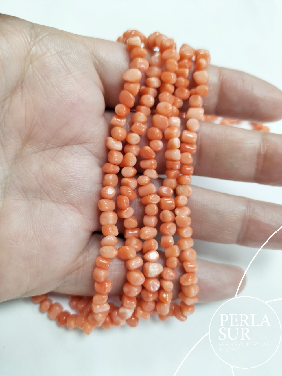 Hilo tubos coral rosa 45`5cm