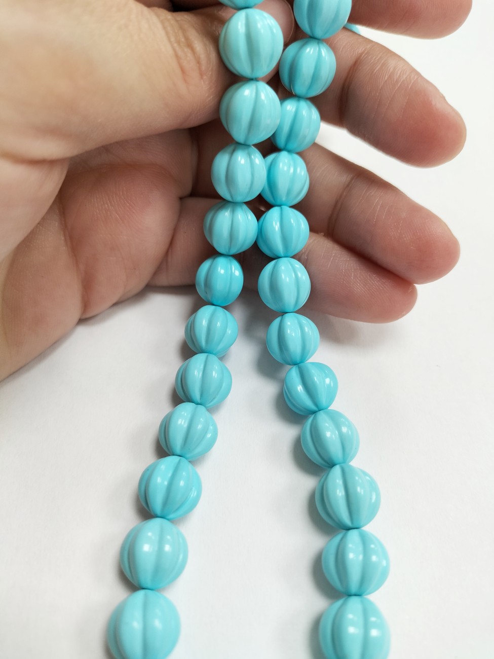 Hilo Bola 10mm Galloneada Turquesa Reconstituída
