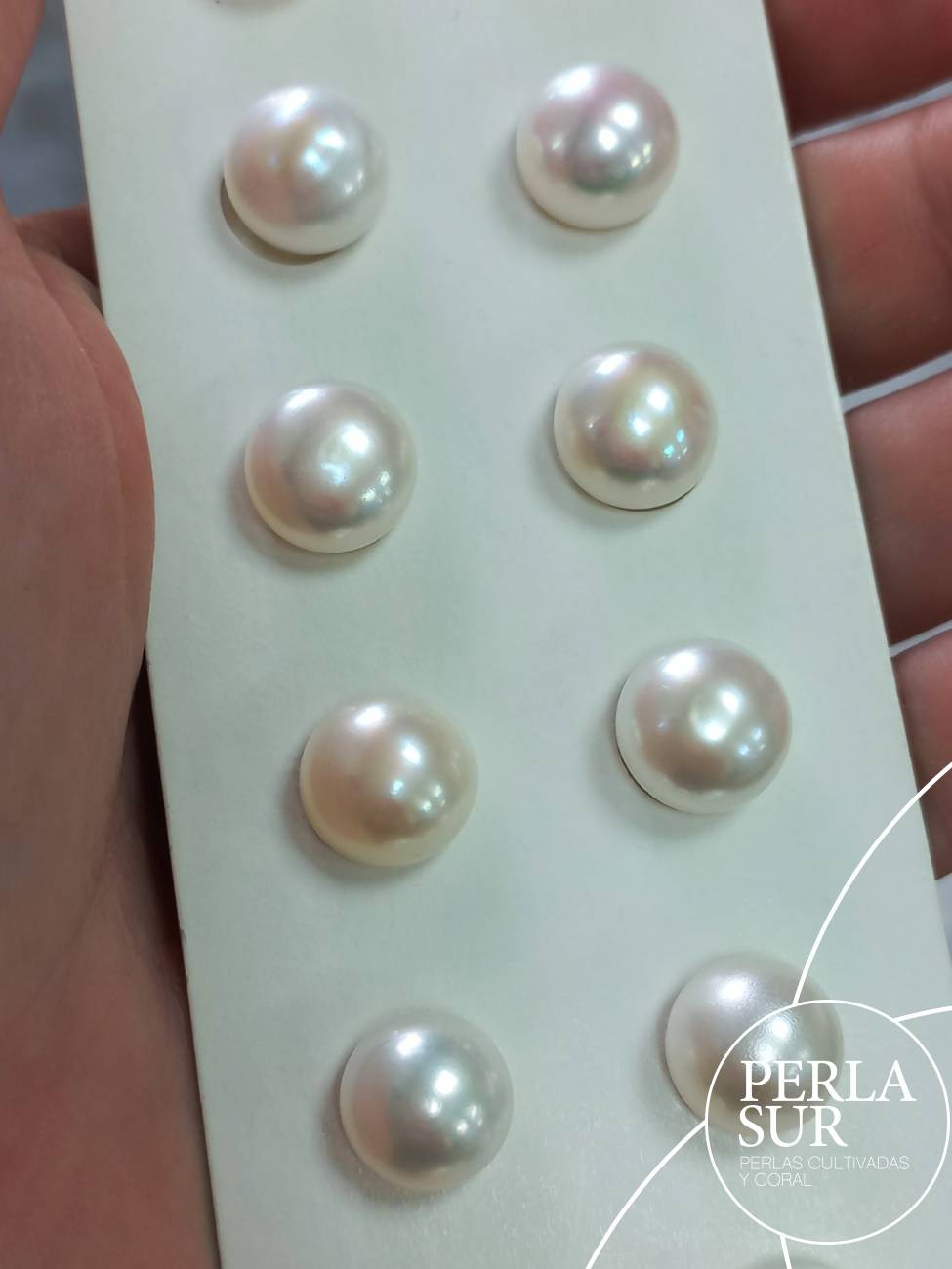 Pareja perla 11'5mm botón 1/2t blanca