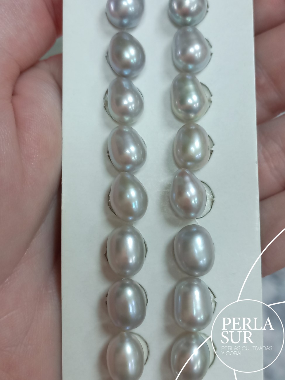 Pareja Perla 8x11mm Gris 1/2t Oval