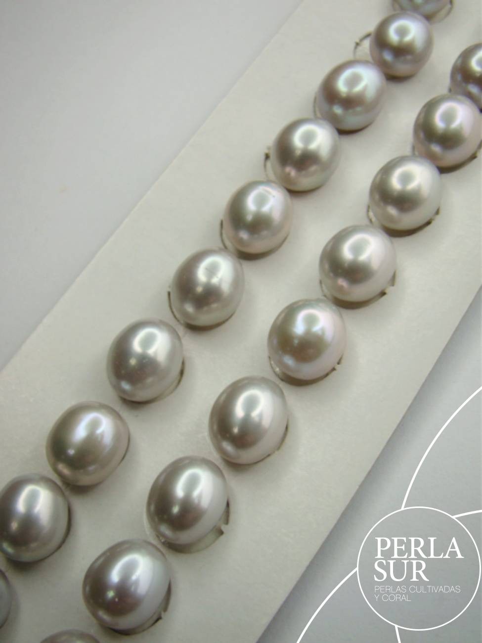 Pareja Perla 8x10mm Gris 1/2t Oval