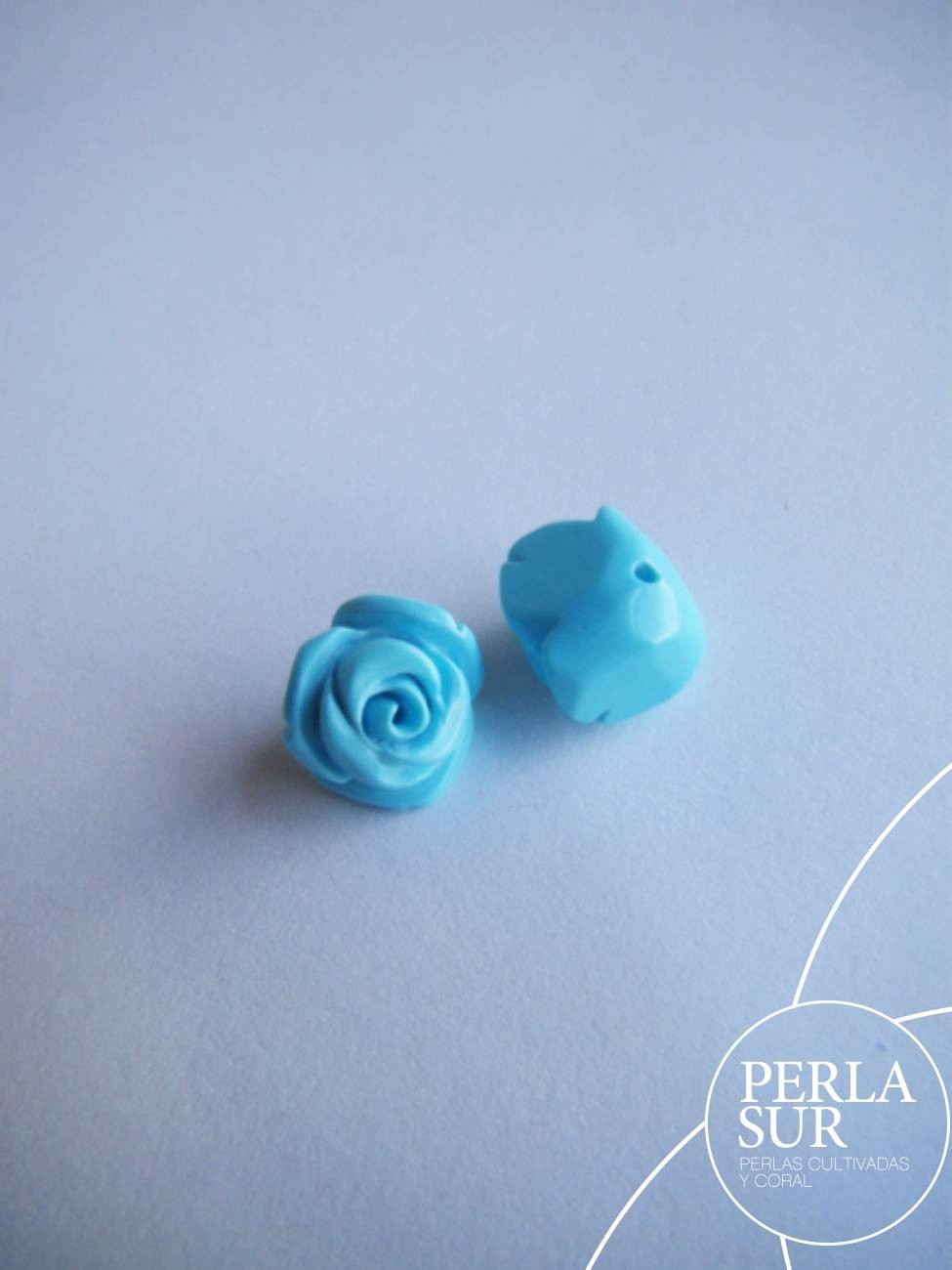 Pareja Rosas 8mm turquesa reconstituída
