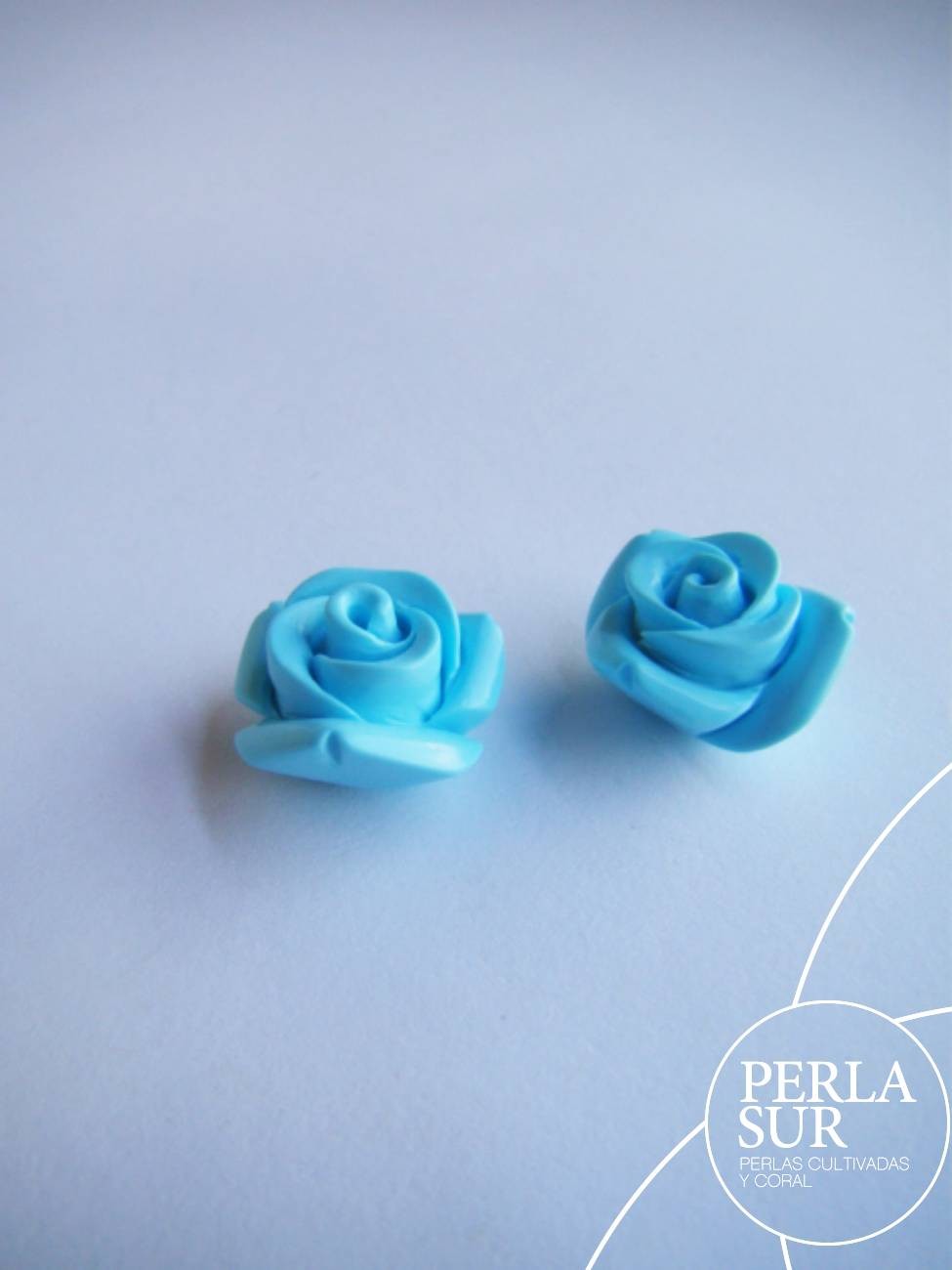Pareja Rosas 12mm turquesa reconstituída