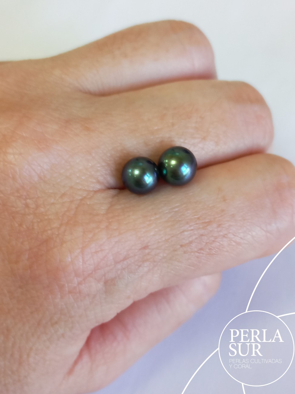 Pareja perla 1/2t 7-7'5mm verde peacock