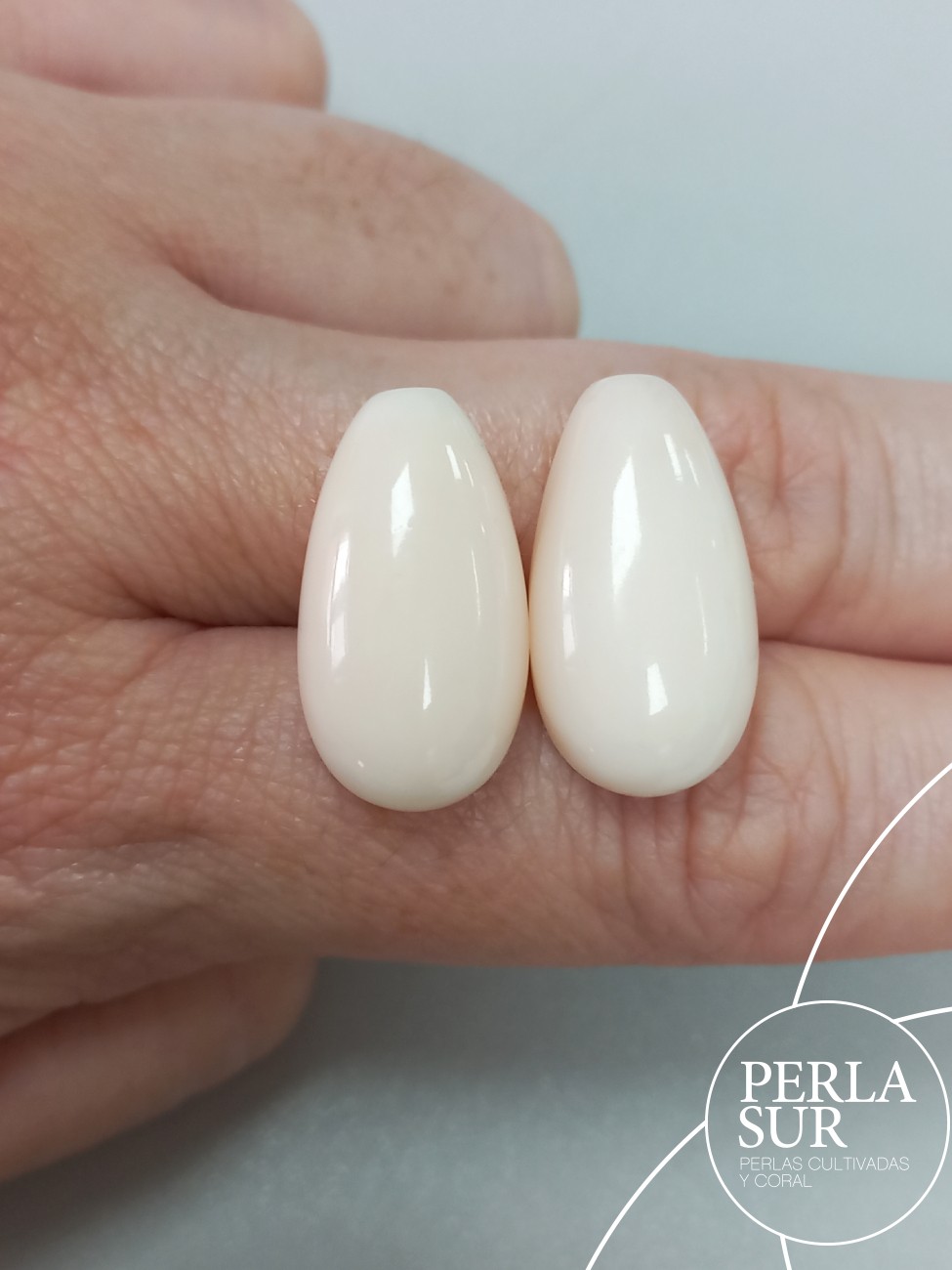 Pareja perillas 22'5x12mm 1/2t coral rosa