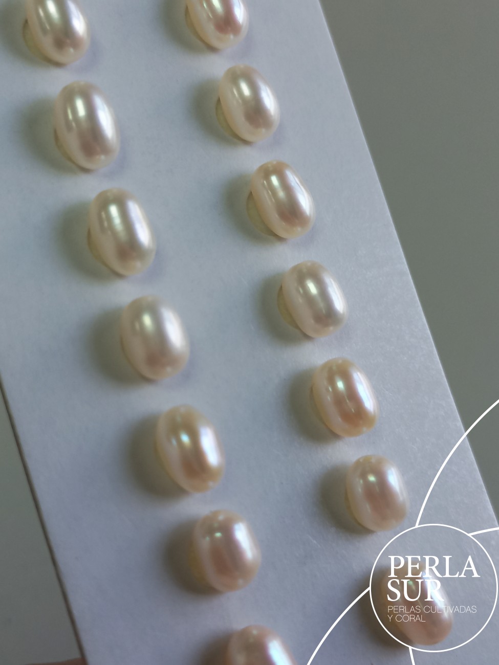 Pareja Perla Oval 5x7mm 1/2T. Blanca