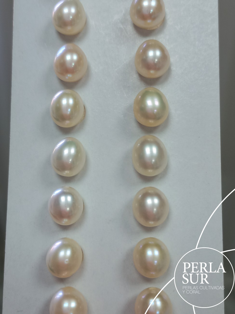 Pareja Perla Oval 6'5-7x7mm 1/2T. Blanca