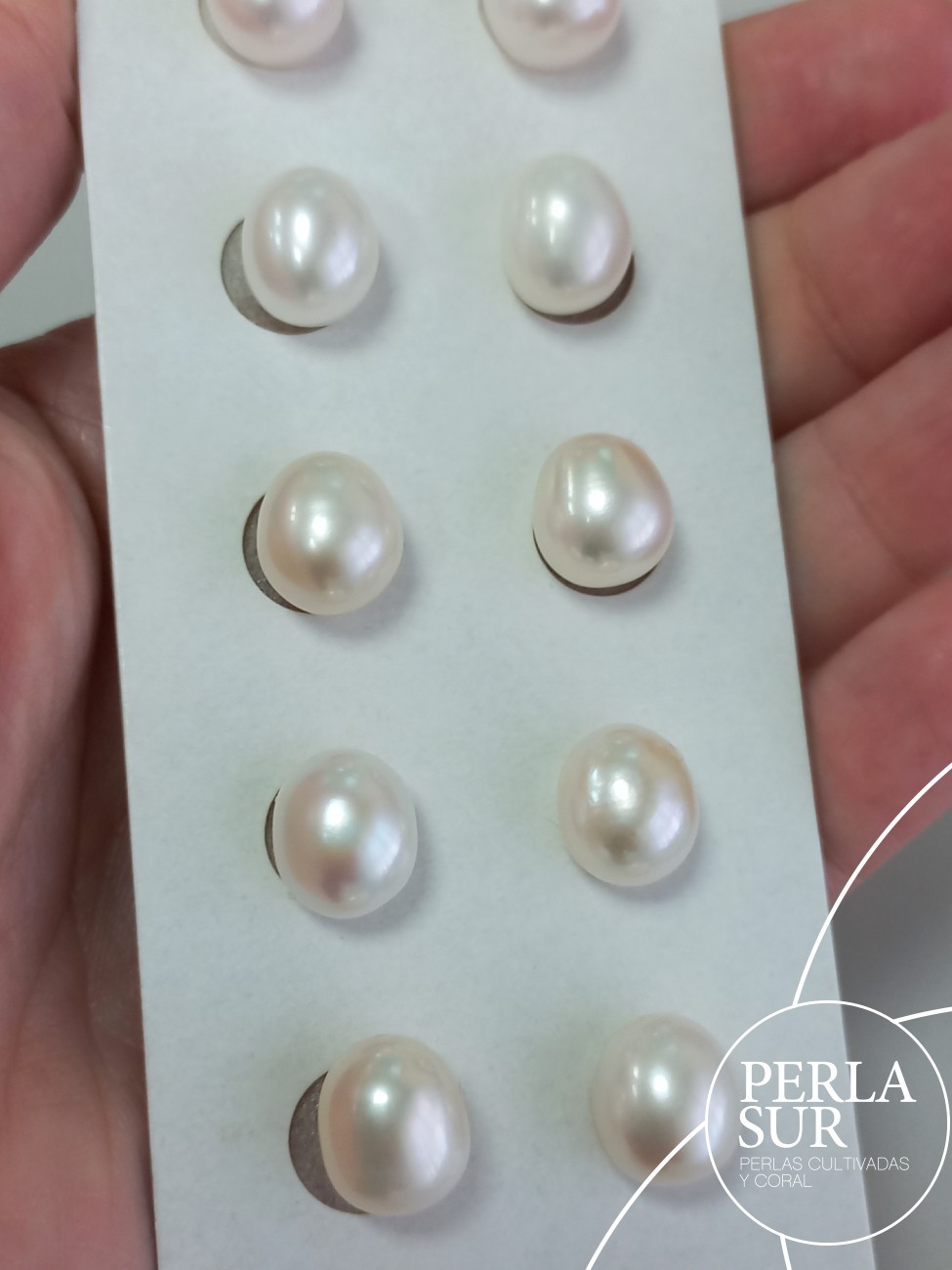 Pareja Perla Oval 10x11'5mm 1/2T. Blanca
