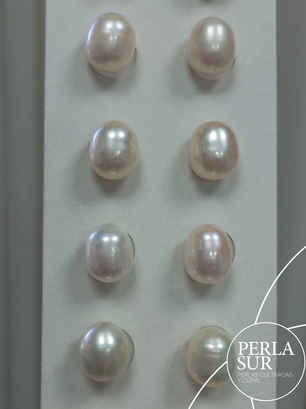 Pareja Perla Oval 10x12mm 1/2T. Blanca