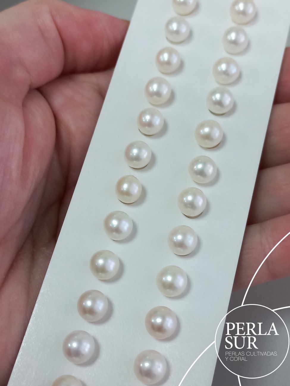 Pareja perla esférica 1/2t 6'5-7mm blanca