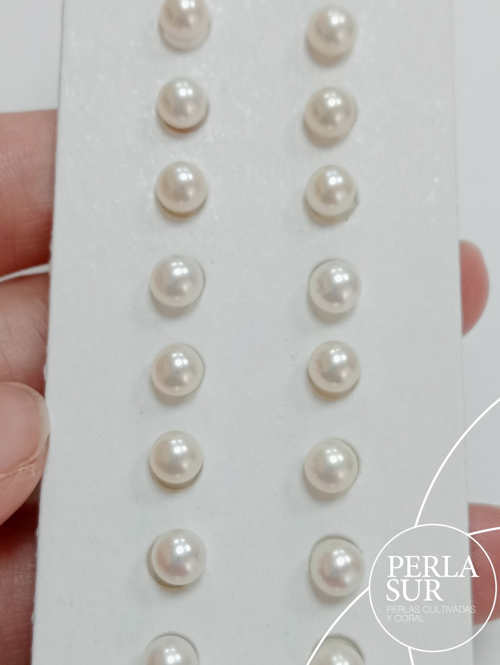 Pareja perla esférica 1/2t 5-5'5mm blanca