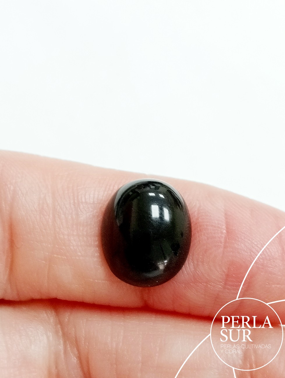 Cabujón 10x12mm oval sintético (ónix/c.negro)
