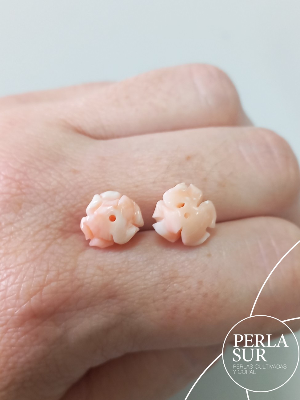 Pareja Rosas 10mm Coral Rosa