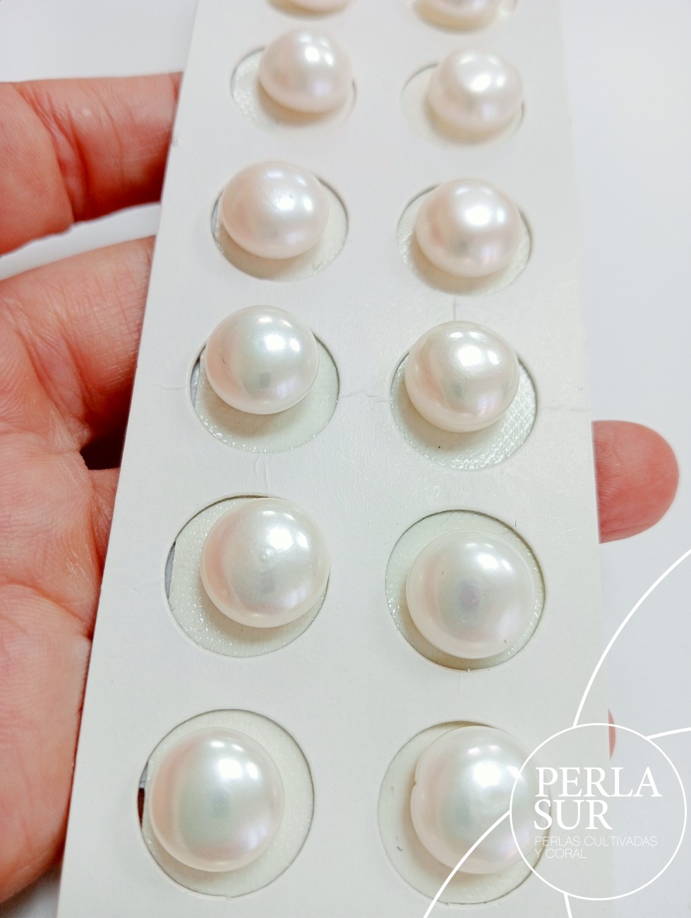 Pareja perla botón 12-13mm BAJA blanca