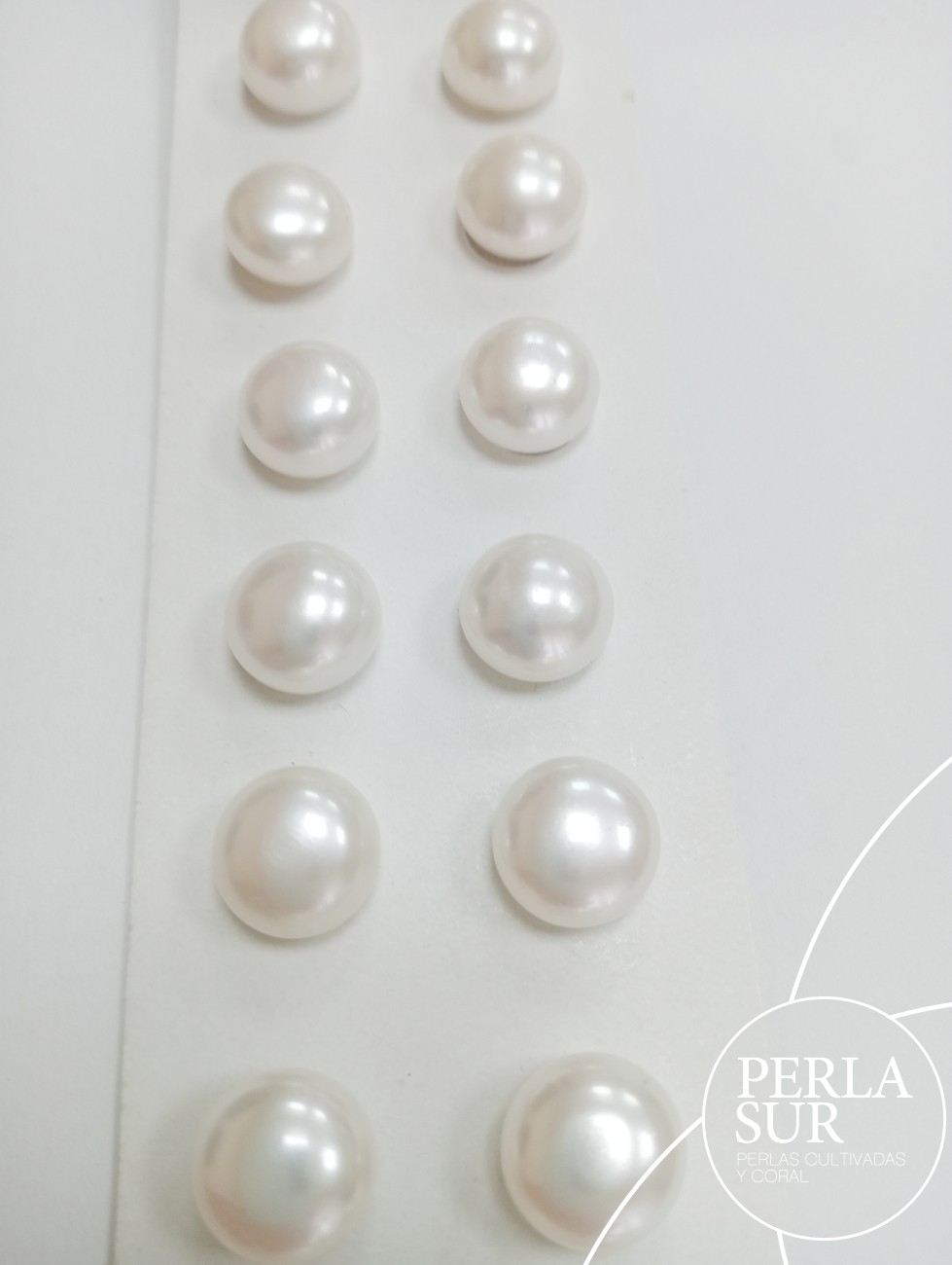 Pareja perla botón 1/2t 13-13'5mm blanca