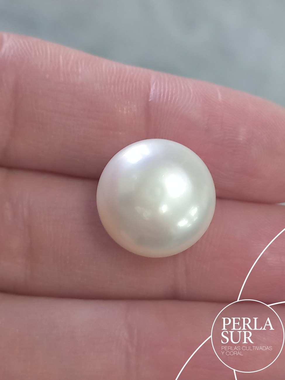 Perla suelta 15mm Botón blanca
