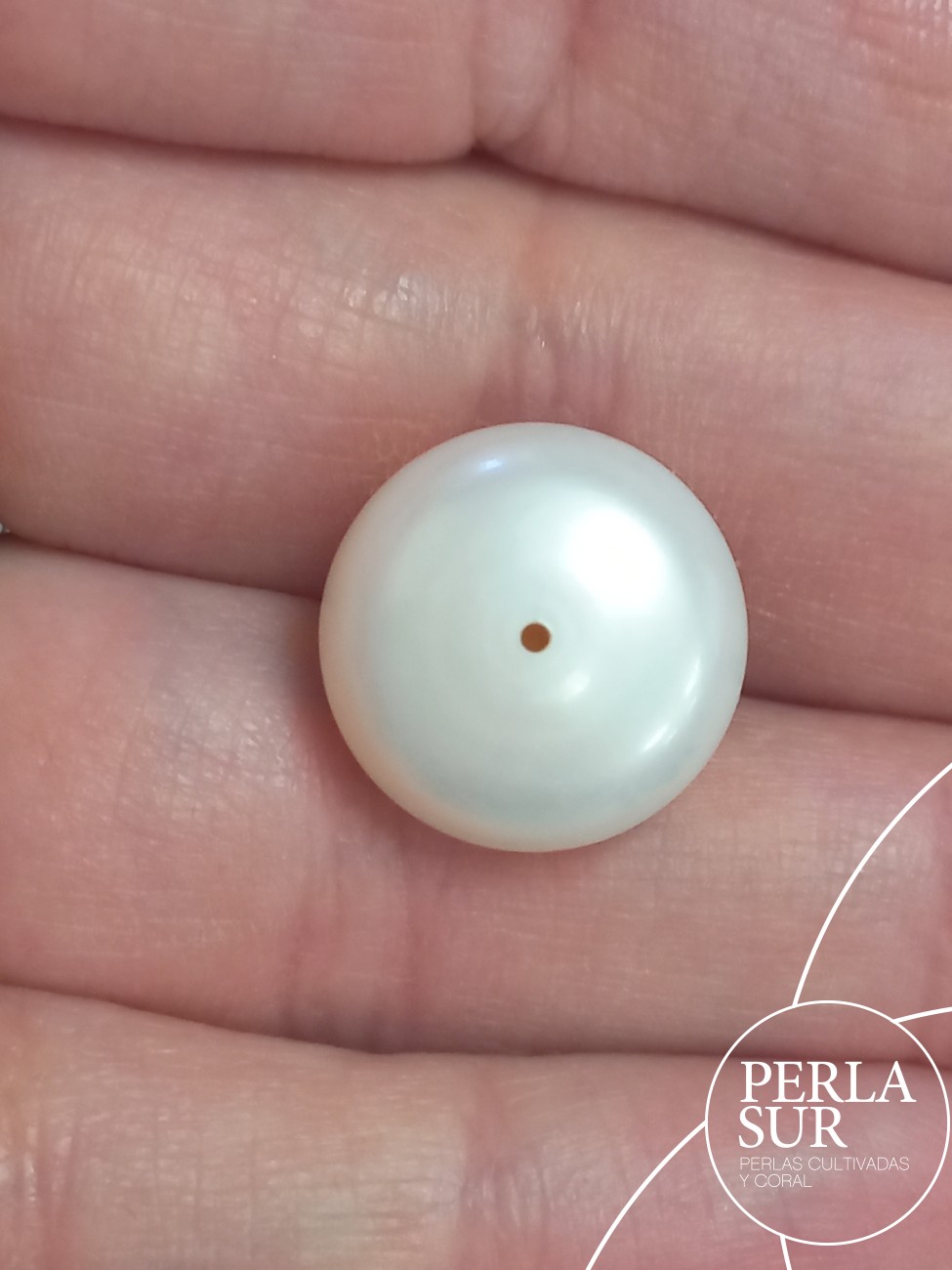 Perla suelta 15mm Botón blanca