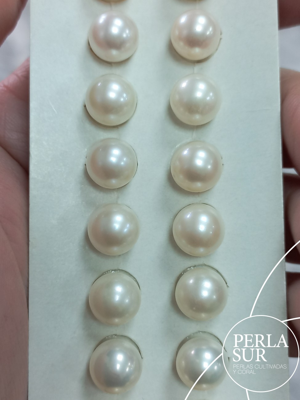 Pareja perla esférica 1/2t 8'5-9mm B blanca