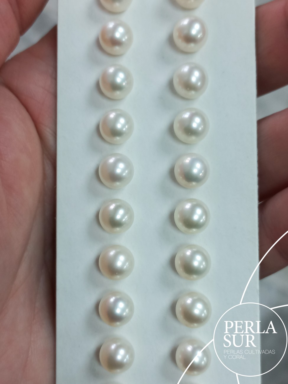 Pareja perla esférica 1/2t 7-7'5mm A Blanca